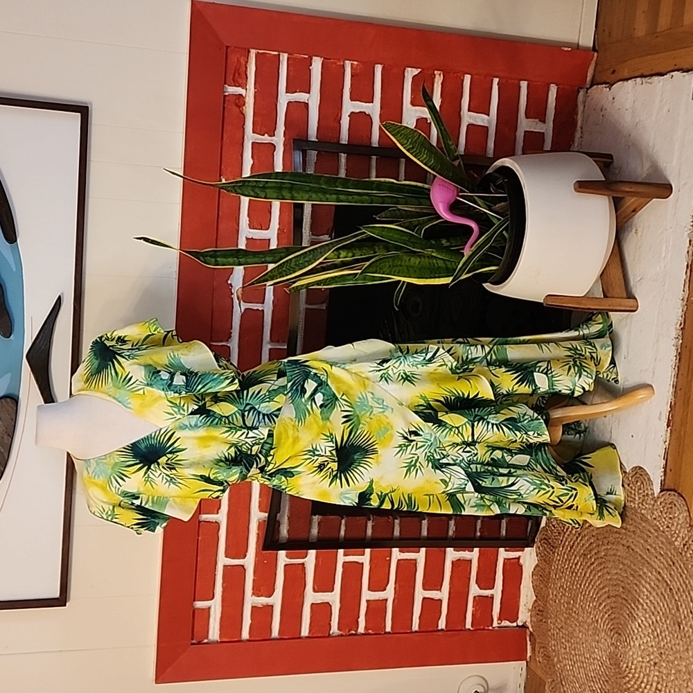 INC palm leaf wrap dress size XL